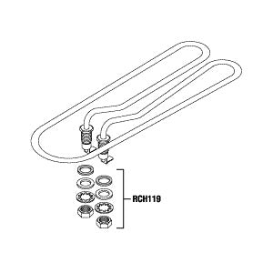 Technical Drawing of a Midmark Heater Element Assembly on a White Background