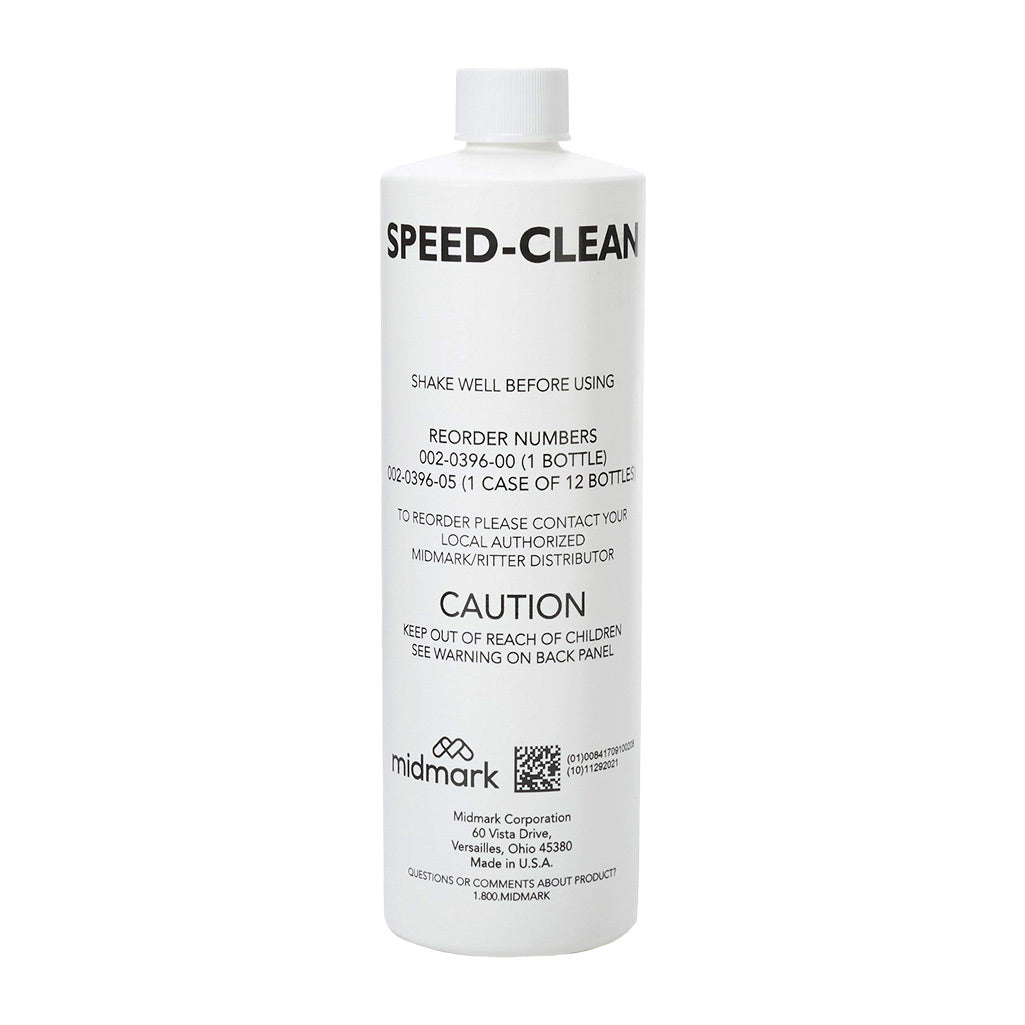 Bottle of Midmark Speed-Clean Cleaning Solutions for Midmark Autoclaves on White Background