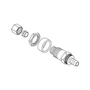 Technical Drawing of a Tuttnauer Drain Valve Assembly on a White Background